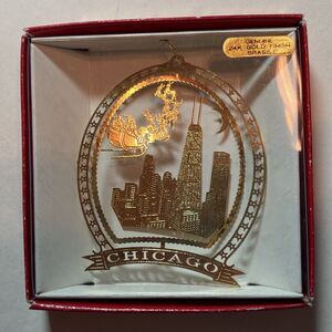 Chicago 24K Gold Flashed Brass Christmas Cut Out Ornament Nation's Treasures